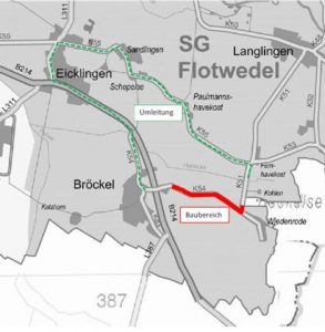 Umleitung Kreisstraße bei Bröckel